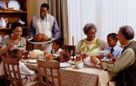 Black People Eating at Kitchen Table 
